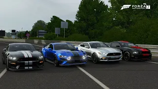 Forza 7 Drag race: Shelby GT350R (858hp) vs Mustang GT (771hp) vs Mustang RTR (816hp) vs GT500 860hp