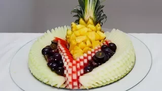 CUT WATERMELON, MELON, GRAPES AND PINEAPPLE AND MAKE A WONDERFUL FRUIT CENTER