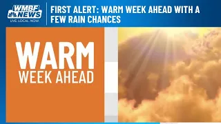 FIRST ALERT: Warm week ahead with a few rain chances