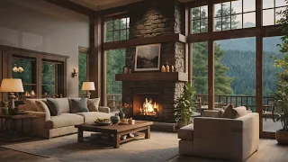 Relaxing Lounge Music for a Cozy Evening; Calm Lounge Vibes for Relaxation with Fireplace