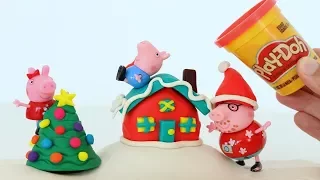 Plastilina Play Doh haciendo casita Navideña de Papá Noel para la familia de Peppa Pig!! TotoyKids