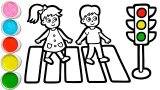 Crosswalk Drawing, Painting and Coloring for Kids & Toddlers | How to Draw, Paint Basics #227