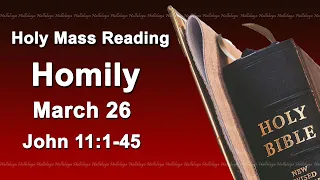 Homily Sunday March 26 2023 I Catholic Mass Daily Reading And Reflections I John 11:1-45