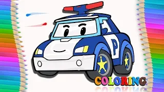 Cars for kids Haw to draw Car Robocar Poli Color - Car Coloring Pages Learn Color