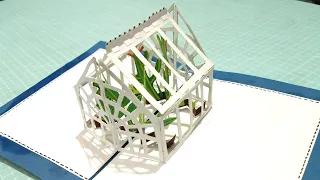 Miniature Pop up Green House Card Tutorial (Eng Sub)