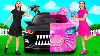 Różowy Samochód vs Czarny Samochód Wyzwanie | Śmieszne Momenty DuKoDu Challenge
