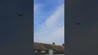 6 USAF Chinook Formation passing low over Eastbourne