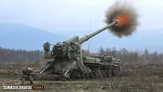 Massive Attack!! Ukrainian forces used 2S7 Pion with very powerful fire to destroy Russian bases