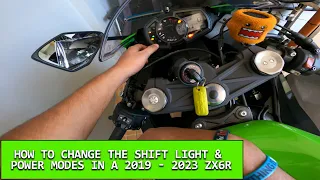 How to change 19 - 23 ZX6R Shift light, Enable/Disable Kawasaki Quick Shifter and Change Power Modes