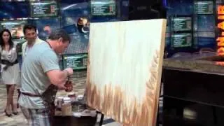 Jeremy Bortz artist, Oasis of The seas Abstract poppies live demonstration