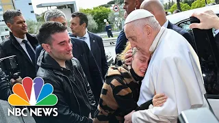 Pope Francis comforts grieving mother after leaving hospital