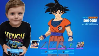 Buying Me & My 8 Year Old Kid SON GOKU Skin & Buying And Unlocking ALL DRAGON BALL Fortnite Skins