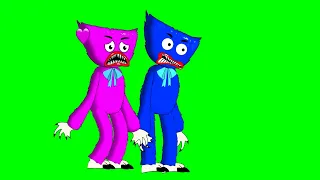 Kissy Missy and Huggy Wuggy stand together and get angry on a GREEN SCREEN. Poppy Playtime animation