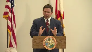 Gov. Ron DeSantis speaks to mostly maskless crowd in West Palm Beach