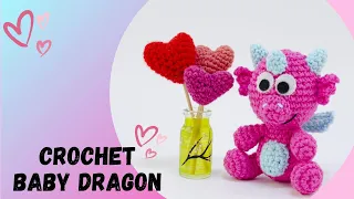 🇺🇸Crochet Baby Dragon Tutorial/Amigurumi Baby Pink Dragon/Crochet Dragon Step by Step/DIY Dragon