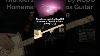 Thunderstruck (intro riff) By ACDC "No Chat" Lesson with Tab - Cigar Box Guitar