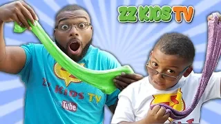 DAD VS SON 3 COLORS OF GLUE SLIME CHALLENGE!