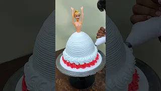 red white combination Doll Cake Design #shorts #ytshorts