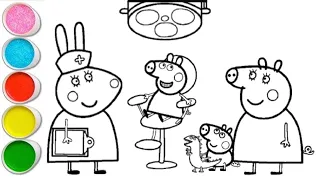 Drawing And Coloring Peppa Pig And George And Mama Pig Going To Dentist 🐷🌈 Drawings For Kids