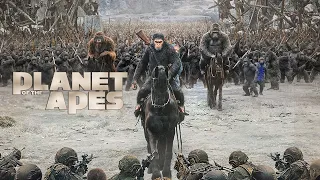 بعد نهاية العالم قرد بيعمل جيش يحارب به ما تبقي من البشر | ملخص سلسلة افلام planet of the apes