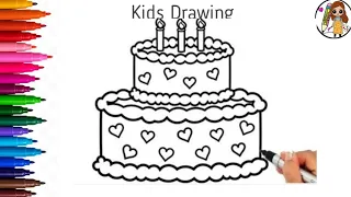 Birthday Cake Drawing  For kids And Toddlers 🎂