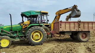 New Jcb 3Dx Fast Loading Mud In Powertrac Eurd 45 And John Deere 5310 | Jcb And Tractor Video