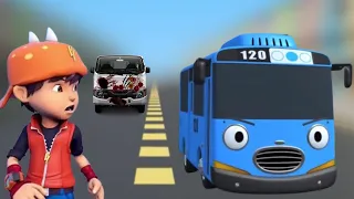 BoBoiBoy jalan jalan naik bus tayo di kejar mobil van balik kampung berhantu upin ipin