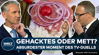 BJÖRN HÖCKE VS. MARIO VOIGT - Mettbrötchen vs. Gehacktes: Der absurdeste Moment des TV-Duells