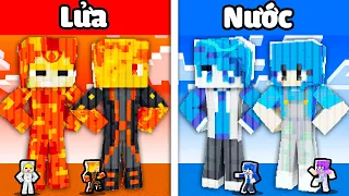 THỬ THÁCH XÂY TƯỢNG BẠN BÈ SINH TỐ TEAM NGUYÊN TỐ LỬA VS NƯỚC TRONG MINECRAFT