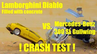 CRASH TEST - 2 scale 1/24 Mercedes-Benz 300SL VS Scale 1/24 Lamborghini Diablo - Slow Motion 1000fps