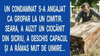 Un condamnat s-a angajat ca gropar la un cimitir. Seara, a auzit un ciocănit din sicriu,a deschis...