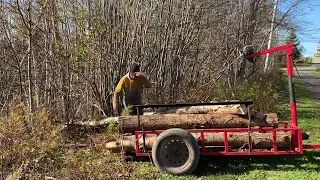 Homemade ATV Log Trailer with Crane HAD NEW ELECTRIC WINCH!