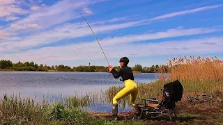 RUN FROM UNDER THE FEET! CARP on the FLOAT. BITES. Overnight fishing #381