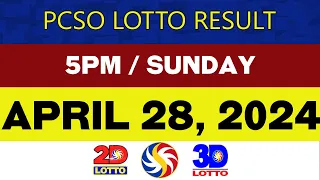 Lotto Result Today APRIL 28 5pm Ez2 Swertres 2D 3D 6/49 6/58  PCSO