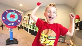 FATHER SON NERF TRICK SHOTS! / Velcro Balls