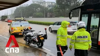 Flash floods reported across various parts of Singapore after heavy rain