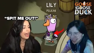 Valkyrae yells at LilyPichu for eating her in Goose Goose Duck