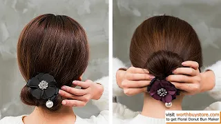 How to use Floral Bowknot Bun Holder to make Bun Hairstyle ？