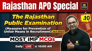 RPSC APO 2024 | The Rajasthan Public Examination Act 1992 Imp MCQs L-10 | Sanyog Sir