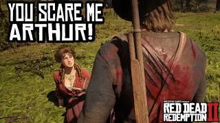 Camp reactions while covered in Blood (Hidden Dialogue) Red Dead Redemption 2