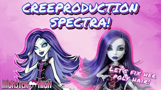 Monster High SPECTRA VONDERGEIST Creeproduction Doll Unboxing & Review + Taming Spectra’s Poly Hair!