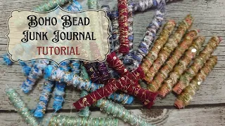 Easy BOHO BEAD tutorial for bohemian junk journals - with cloth, straw, and beads - embellishment