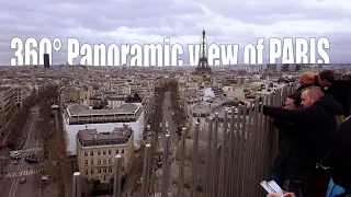 Panoramic view of Paris from top of the Arc de Triomphe | 4K