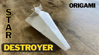 STAR DESTROYER ORIGAMI TUTORIAL STAR WARS FOLDING | DIY PAPER STAR WARS STAR DESTROYER ORIGAMI ART