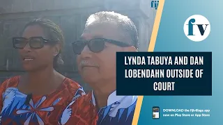 Lynda Tabuya and Dan Lobendahn outside of court | 6/12/22