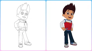 How to draw and color Ryder from Paw patrol | Easy step-by-step drawing | Little Champs Art