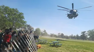 Helicopter take off rips fence off ground!! Fleet Week Eisenhower Park