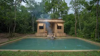 Girl Living Off Grid Built the Most Beautiful Swimming Pool Around Bamboo Villa, Solo Bushcrafts Bui