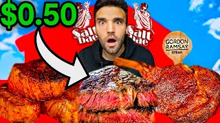 LIVING on WORLD'S BEST STEAKS for 24 HOURS (Gordon Ramsay, Guga Foods, Salt Bae & MORE)!