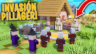 PROTEGEMOS una ALDEA de MINECRAFT con TRAMPAS de una INVASION de los PILLAGERS! 😱